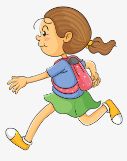 大步奔跑上学的女孩素材