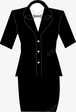 女性职业服装黑色短袖创意矢量图高清图片