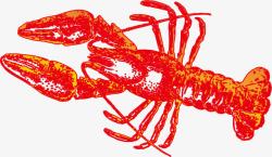 手绘虾子红色小龙虾创意高清图片