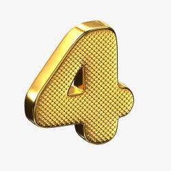 3D质感金色音符插画金色金属质感艺术字体数字4高清图片