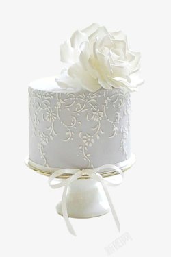 优雅时尚白色盛开玫瑰花蛋糕高清图片
