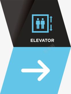 简洁指示标导视指示系统右边上下电梯高清图片