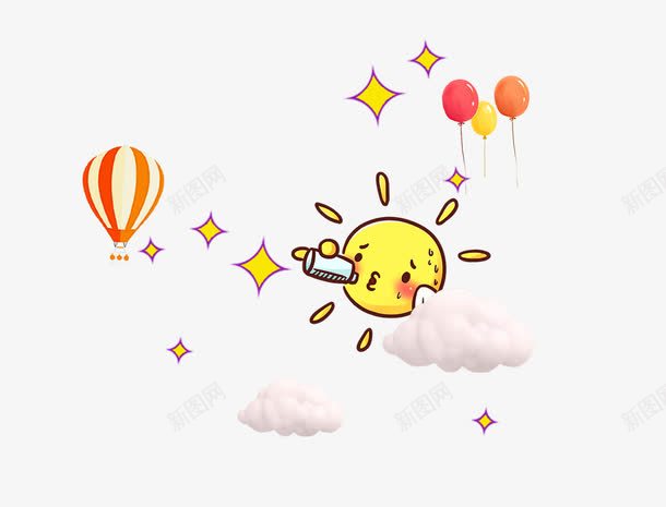 卡通儿童节装饰图案png免抠素材_88icon https://88icon.com 儿童节 六一 卡通 太阳 手绘 气球 装饰图案