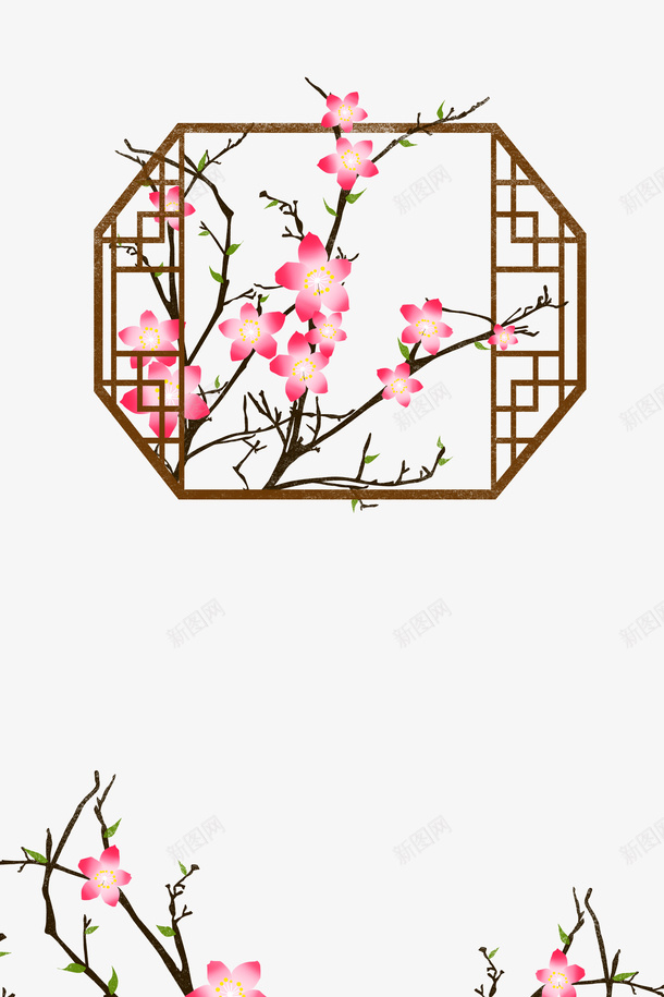 三月中国风桃花原创插画海报psd免抠素材_88icon https://88icon.com 三月 中国风 桃花季 桃花开 桃花枝 粉色系 边框