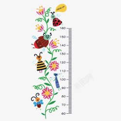 花朵卡通身高牌矢量图素材