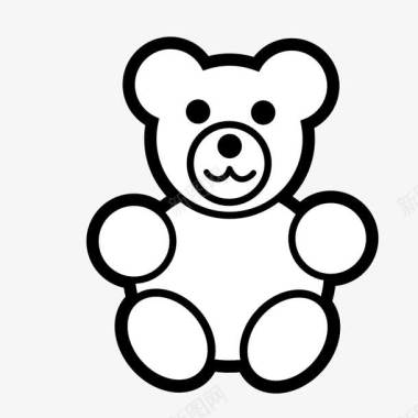 黑色卡通小熊简笔画图标图标