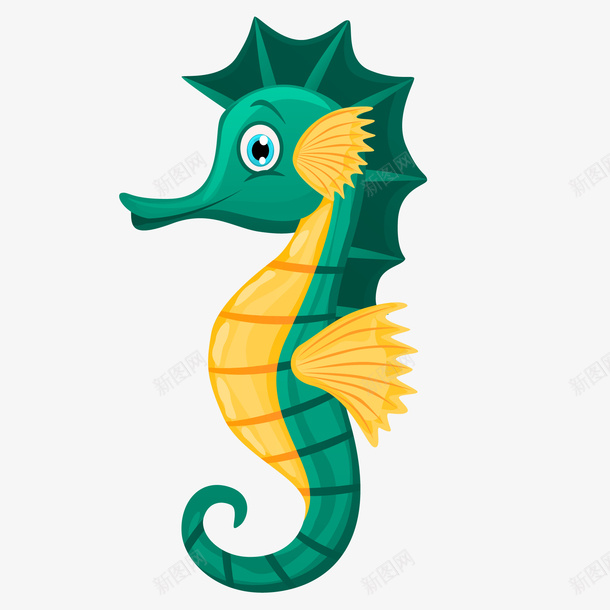 卡通海马动物png免抠素材_88icon https://88icon.com 卡通 水族馆 海洋动物 海马 绿色