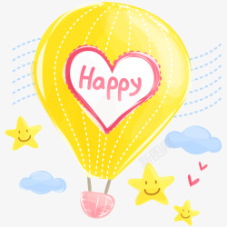 表情气球卡通热气球与星星高清图片