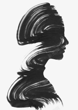 抽象人物形象图黑色水墨头像高清图片