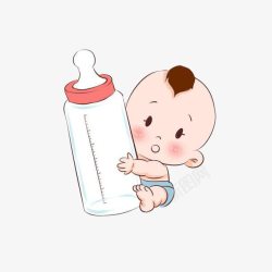 抱着奶瓶要喝奶的宝宝素材