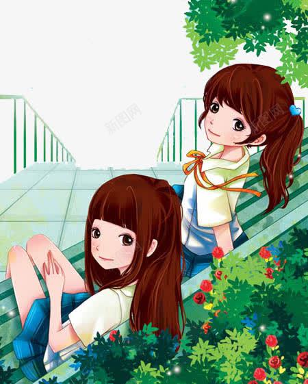 卡通小女孩png免抠素材_88icon https://88icon.com 公园 卡通 可爱女孩 女孩 好朋友 学生 小女孩 手绘 日本风 日系 日风 漫画 漫画女孩 绿色 野花