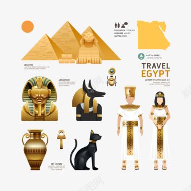 埃及人扁平化埃及文化元素矢量图图标图标