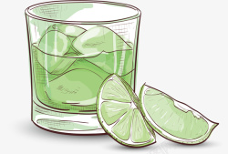 水杯柠檬果汁饮品矢量图素材