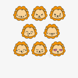 彩色小狮子EMOJI卡通可爱小狮子表情包矢量图高清图片