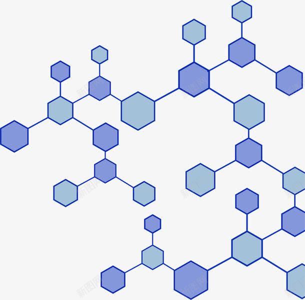 蓝色六边形几何结构png免抠素材_88icon https://88icon.com 几何结构 分子结构 生物分子 蓝色