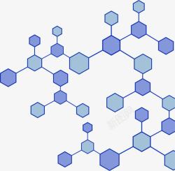 蓝色分子结构蓝色六边形几何结构高清图片