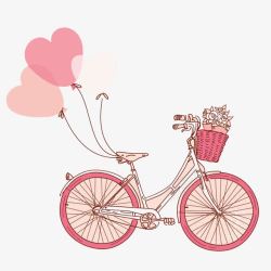 粉色单车爱心气球素材