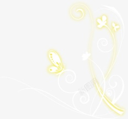 金色蝴蝶花纹光效素材
