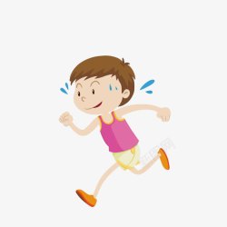 运动太阳卡通跑步流汗的男孩高清图片