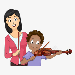 钢琴家教卡通老师教小提琴高清图片