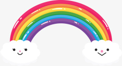 七色彩虹素材卡通云朵美丽彩虹高清图片