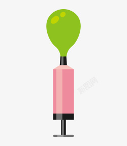 打气粉色气球打气筒上的绿色气球高清图片
