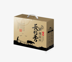 精品茶叶包装棕色牛皮纸盒长粒香精品大米袋装高清图片