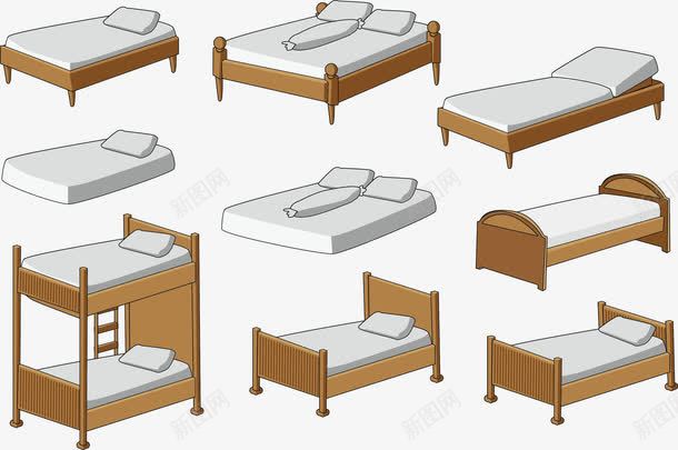 白色的床铺矢量图eps免抠素材_88icon https://88icon.com 大学寝室 宾馆 寝室 白床单 白色的床 矢量图