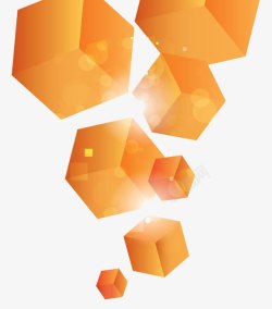 立体几何方块橙色的几何方块高清图片