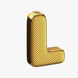 英文字母L金色金属质感立体艺术字母L高清图片