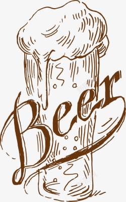 卡通酒花素描啤酒高清图片