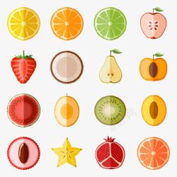 火龙果创意设计各种水果扁平化图标高清图片