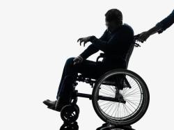 残疾坐在轮椅上瘫痪的中风的人高清图片