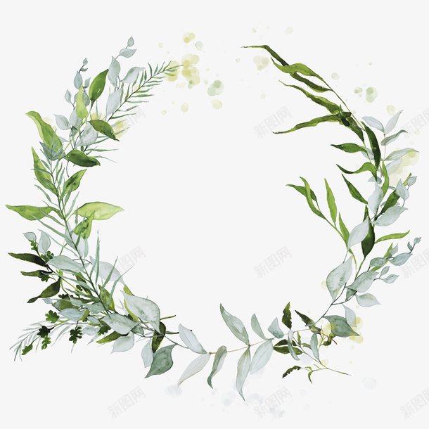 花环装饰案png免抠素材_88icon https://88icon.com 光泽 光滑 卡通 叶子 手绘 渐变 线条 绿色 花环 装饰 质感