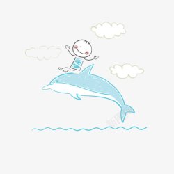 海洋生物动物手绘卡通鲸鱼高清图片