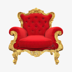 红色棉质金色镶嵌的沙发座椅古代素材