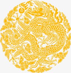中秋节黄色龙纹花纹素材