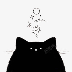 可爱的黑色小猫素材