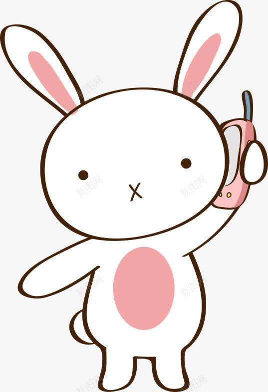 卡通小兔子png免抠素材_88icon https://88icon.com PNG元素 免费下载 兔子简笔画 卡通 打电话 点外卖 联系 超级可爱