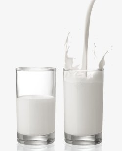 白色玻璃杯两杯牛奶高清图片