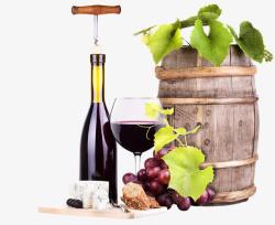 绿色沙桶红酒葡萄高清图片