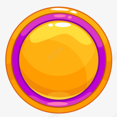 网页UI卡通游戏图标紫色圈按钮矢量图图标