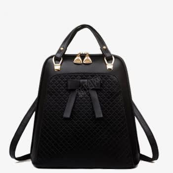 蝴蝶结真皮包png免抠素材_88icon https://88icon.com 书包 产品实物 可爱书包 女包 学习用品 学校生活用品 学生 学生包 漂亮书包 背书包 青春生活 青春阳光 黑色