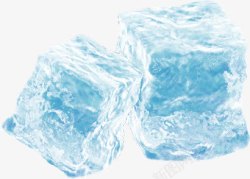 蓝色纯净晶莹立体冰块素材