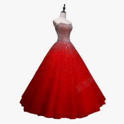 白红色亮片婚纱礼服素材