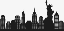 黑色纽约景点建筑矢量图素材
