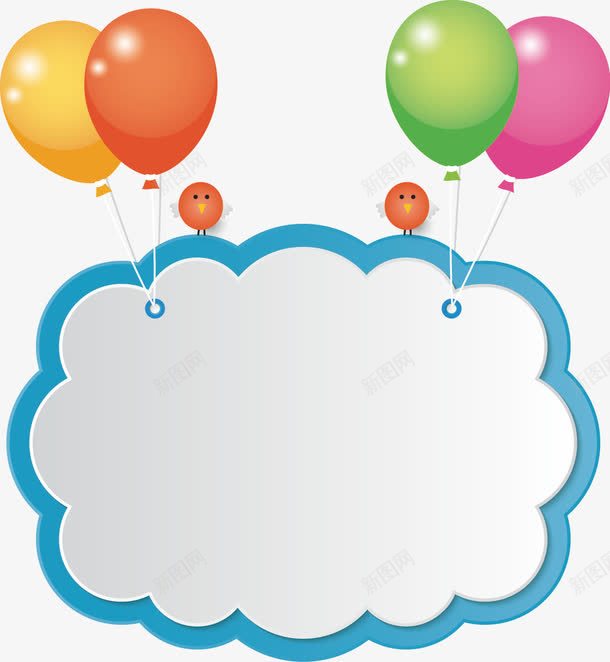 手绘气球挂着云朵形状的标签png免抠素材_88icon https://88icon.com 手绘 标签 气球
