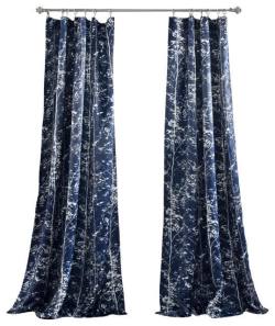 蓝色网纱欧式窗帘的高清图片