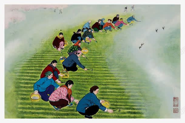 手绘乡村播种季节png免抠素材_88icon https://88icon.com 农村风景 农民画 手绘乡村 播种季节 绿色