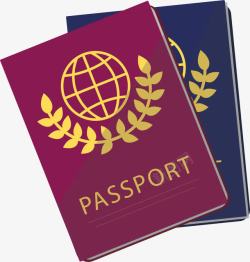 出国旅游两本护照矢量图素材